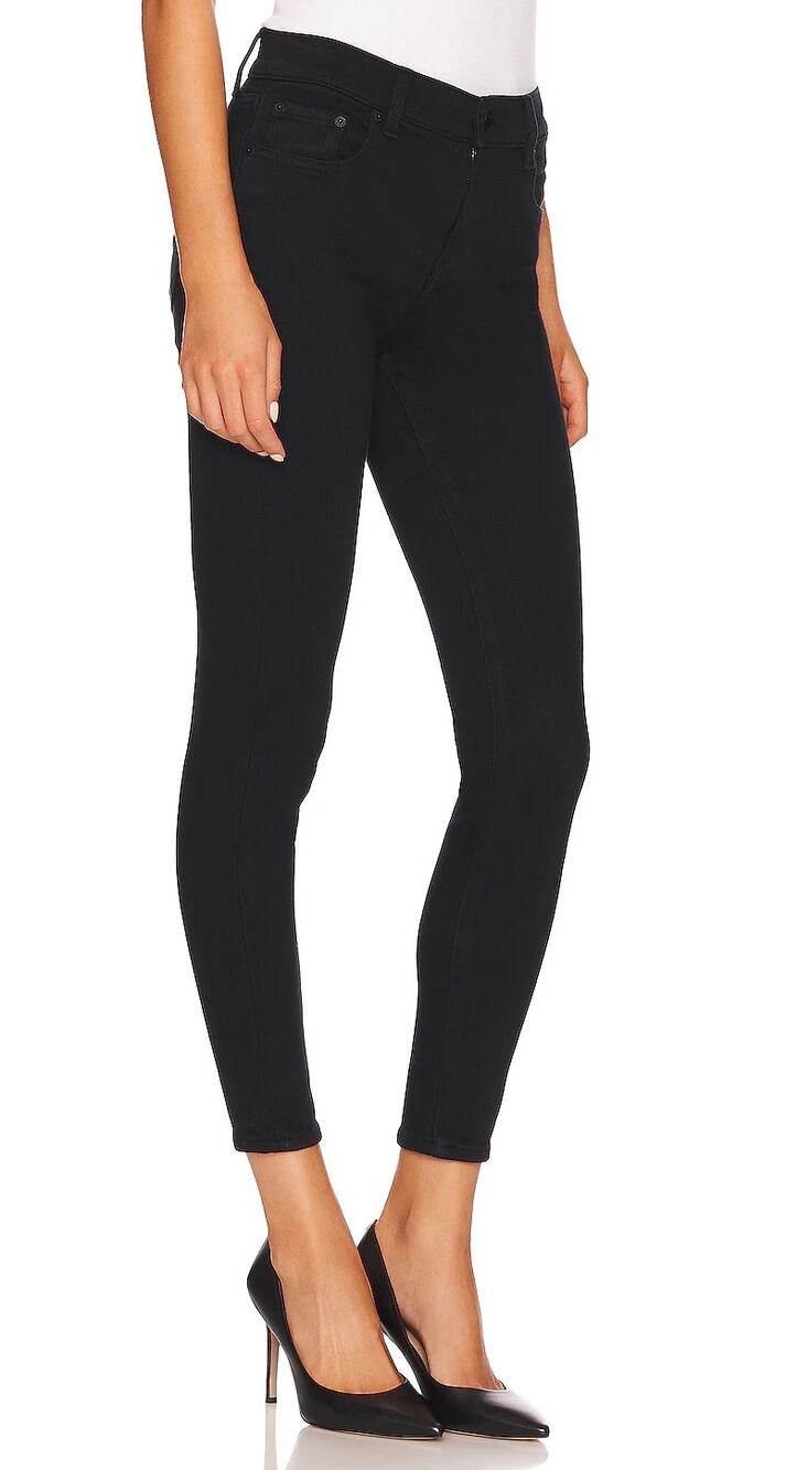 Pistola Audrey Mid Rise Skinny Jeans Dark Vinyl Black Stretch Size 27 NWT
